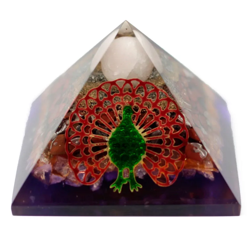 Lrg Organite Pyramid 70mm Peacock（earth base)