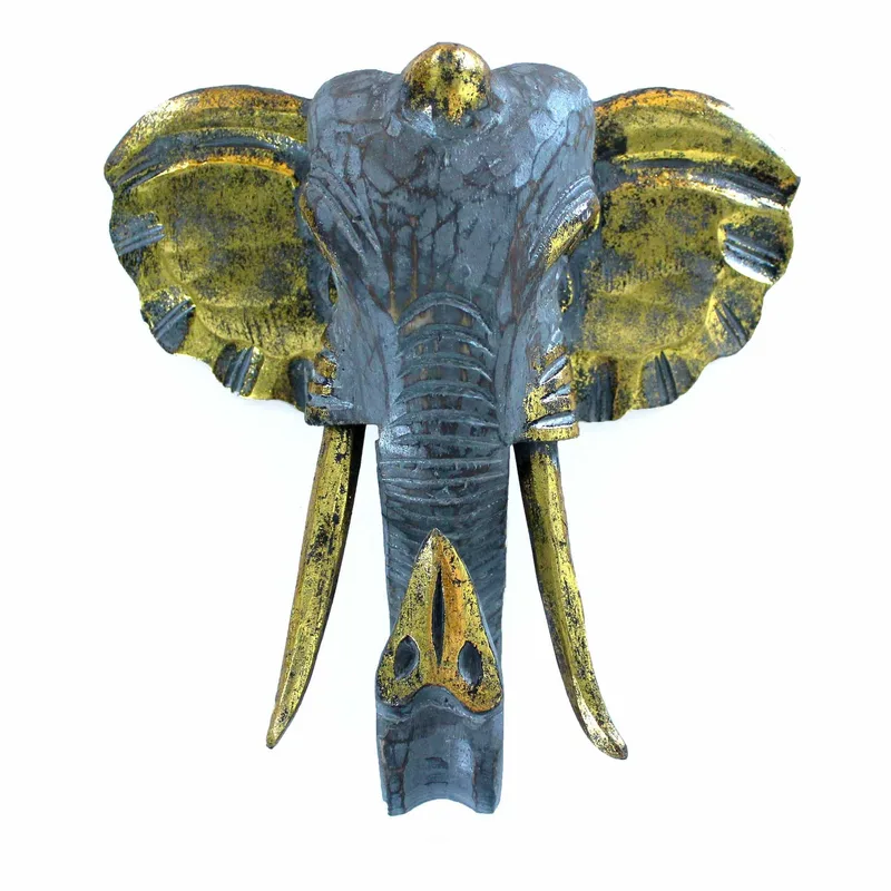 Large Elephant Head Oro & Grey