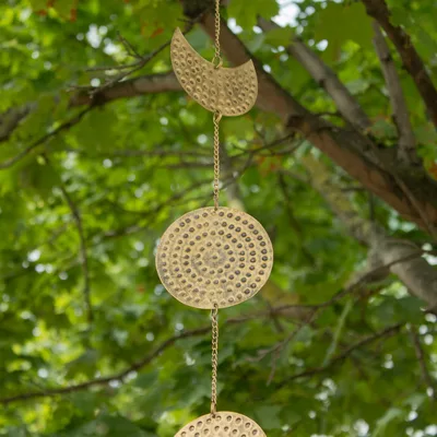 Indian Chimes - Brass Moon Phases Drop with Bell - 25cm — foto 5