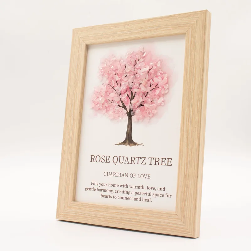 Pietra Naturale a Forma di Immagine – Albero della Vita – Quarzo Rosa (20x14,7x1 cm) — foto 3