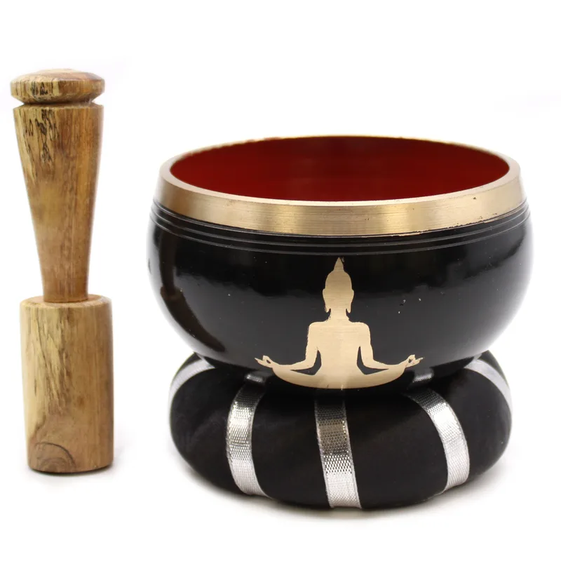Buddha Singing Bowl Set- Black/Orange 10.7cm — foto 5
