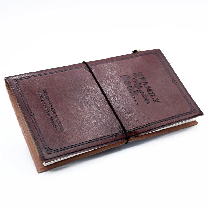 Fatto a mano Leather Journal Our Family Adventure Book Brown