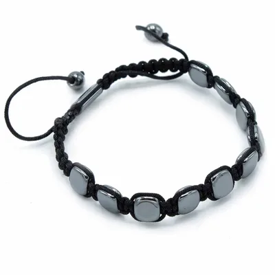 Bracciale Shamballa in Hematite Magnetica con Angoli Arrotondati