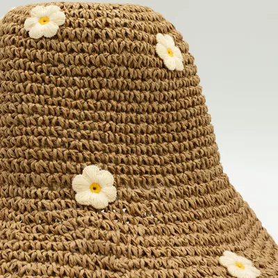 Nomad Sari Floppy Straw Sun Hat Coffee & Daiseys — foto 3