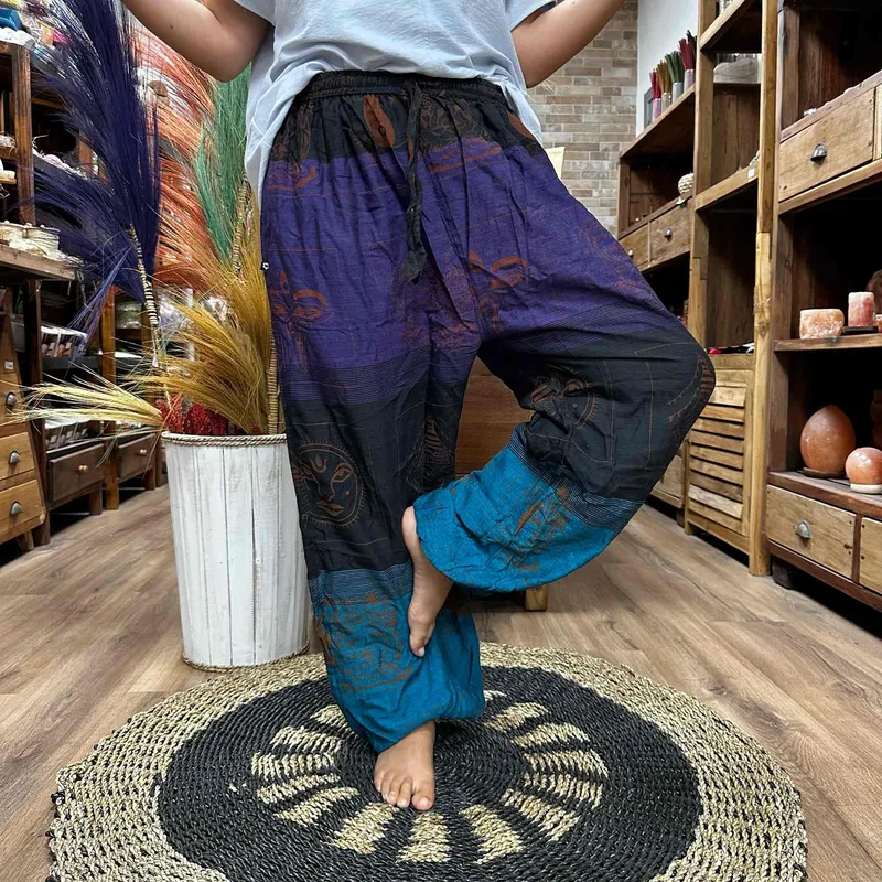 Yoga and Festival Pants High Cross Himalayan Print on Purple