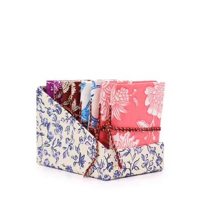 Quaderno in cotone con stampa floreale – 7x10 cm – Fuchsia Antico