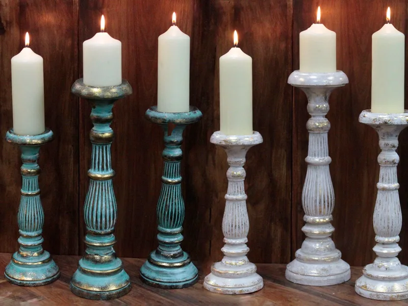 Small Candela Stand Turquois Oro — foto 5