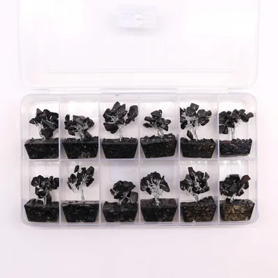 Mini Gemstone Trees On Orgonite Base - Nero Agate (15 stones) — foto 5