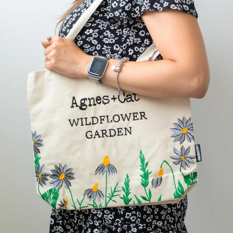 Agnes + Cat Wildflower Garden Tote Bag Purple Fiori — foto 1