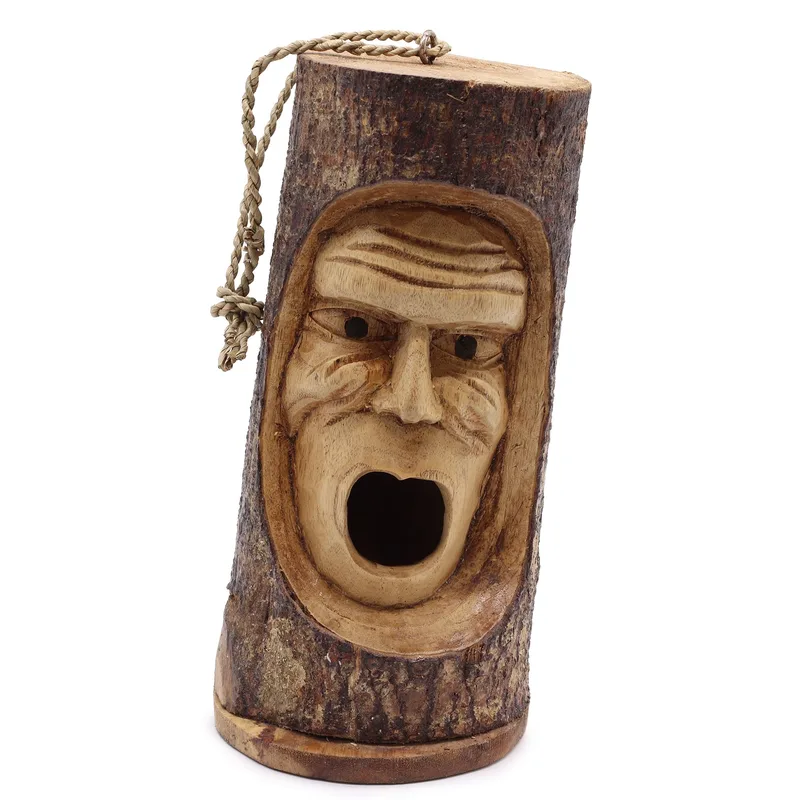 Albero Trunk Face Bird House Grumpy Old Man