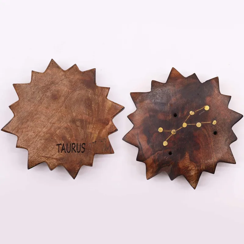 Engraved and Brass Zodiac Sign Incenso Burners Sun — foto 2