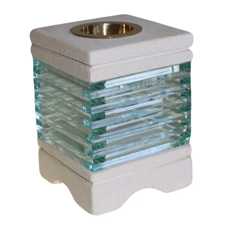 Stone Olio Bruciatore Square Glass Brick
