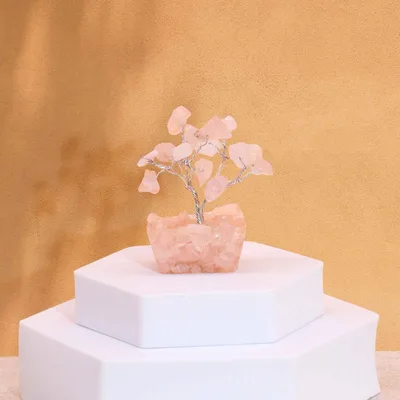 Mini Gemstone Trees On Orgonite Base - Rosa Quartz (15 stones)