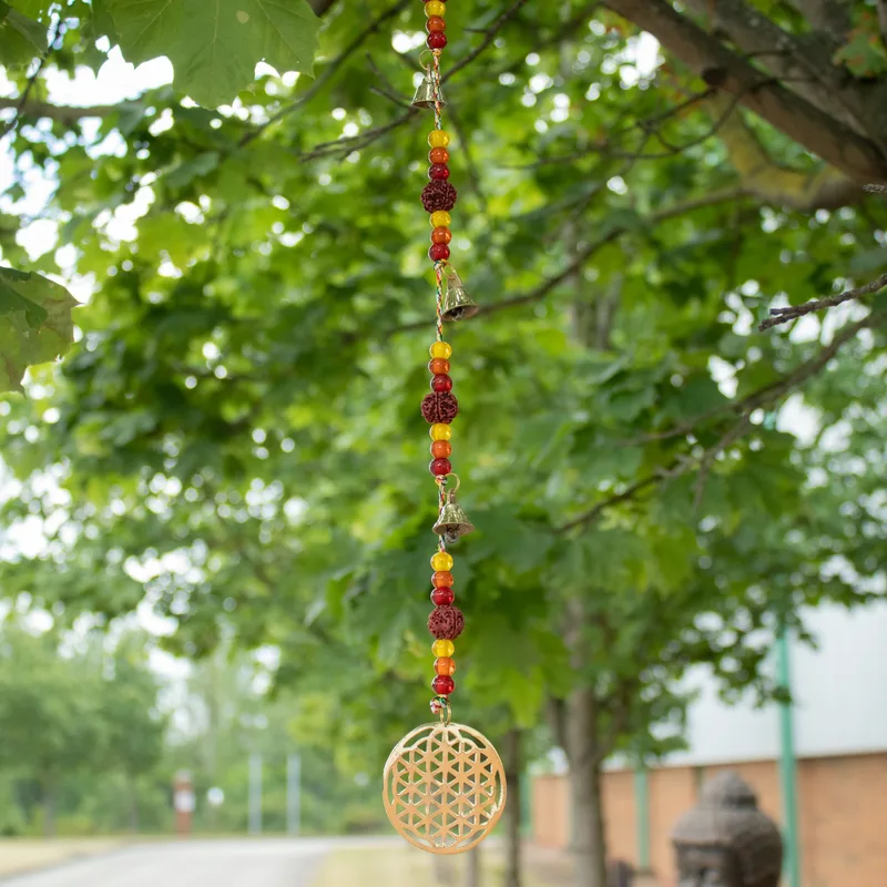 Indian Chimes Brass Fiore of Life with Rudraksha Beads String Bells 6x63cm — foto 3