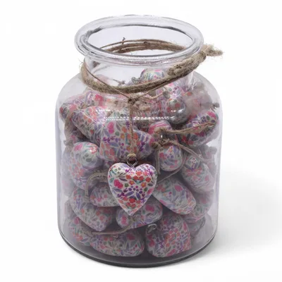 Large Decor Legno Hearts - Pretty Floral - in Display Jar — foto 1