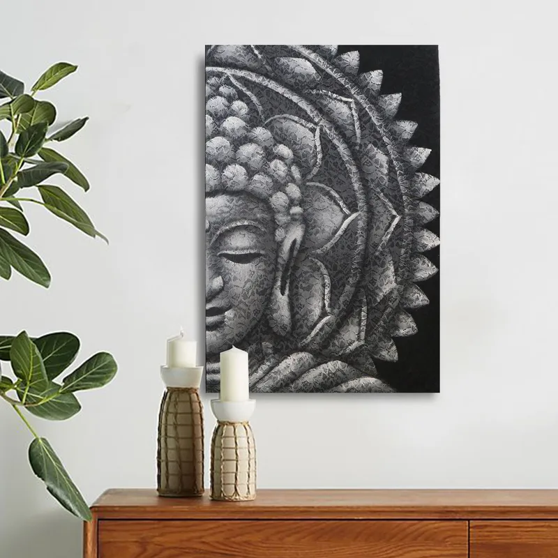 Grey Half Buddha Mandala 60x80cm — foto 1