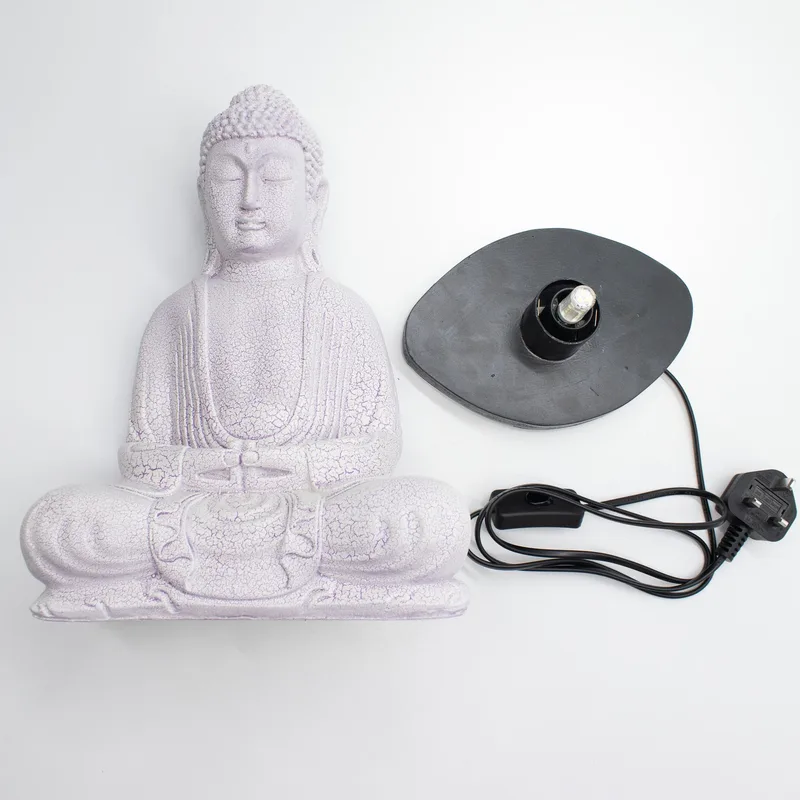 Meditation Buddha Lamp Lavanda Crackle Oval Stand — foto 5