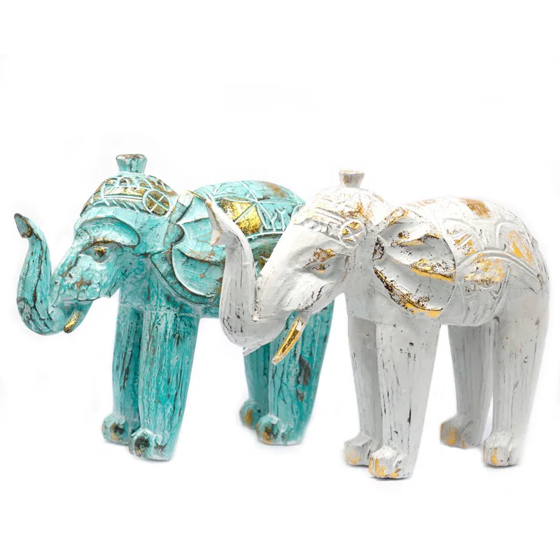 Legno Carved Elephant Turquois Oro — foto 1