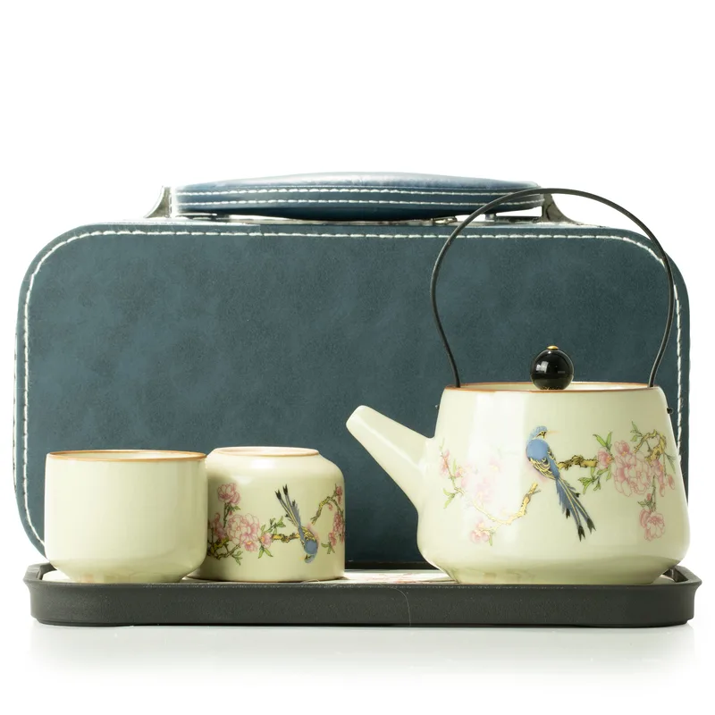 Travel Teapot Set & Two Cups - Blu Bird Qing Dynasty — foto 3