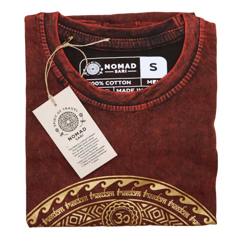 Nomad Sari Stonewashed Cotton T-Shirt – Chakra – Maroon – Small — foto 2