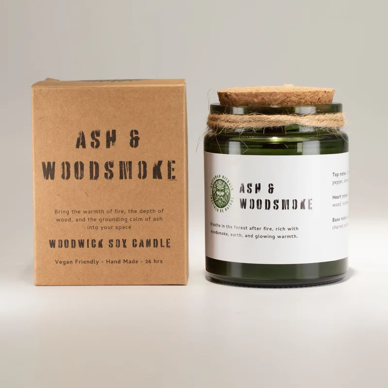 Greenman Woodwick Soy Candela Ash & Woodsmoke — foto 1