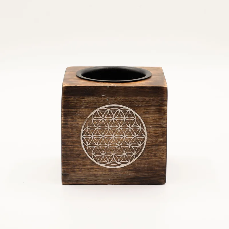 Square Mango Legno Olio Bruciatore - Fiore of Life
