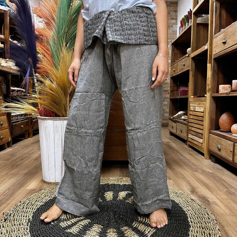 Yoga and Festival Pants Thai Fisherman Mandala Mantra on Grey — foto 4