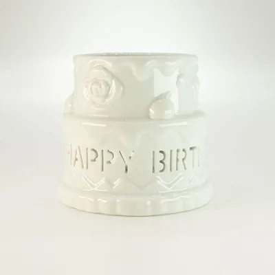Ceramic Cake Olio Bruciatore - HAPPY BIRTHDAY - Bianco — foto 4