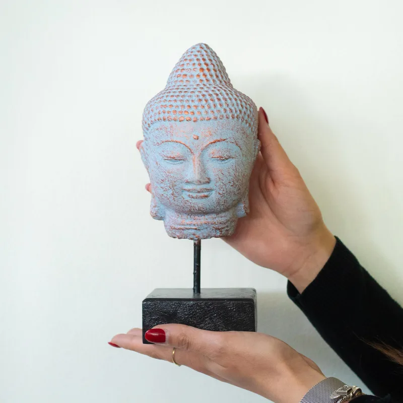 Stillness Buddha Head on Stand Blu Copper — foto 1