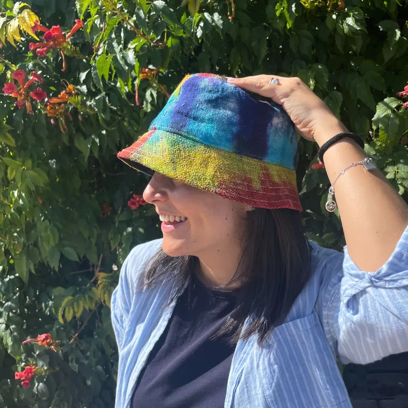 Patched Hemp & Cotton Boho Festival Hat Tiedye — foto 1