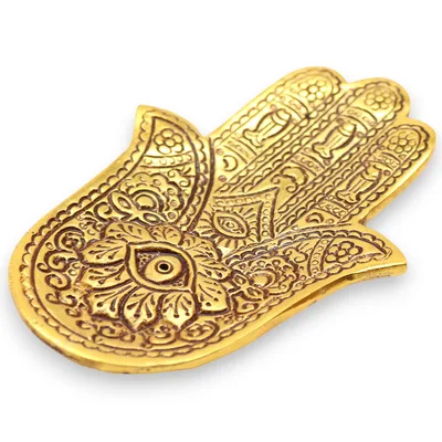 Oro Aluminium Small Hamsa Incenso Porta 13x5.5cm — foto 1