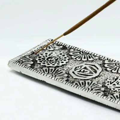 Polished Aluminium Chakra Long Incenso Porta 23cm — foto 1