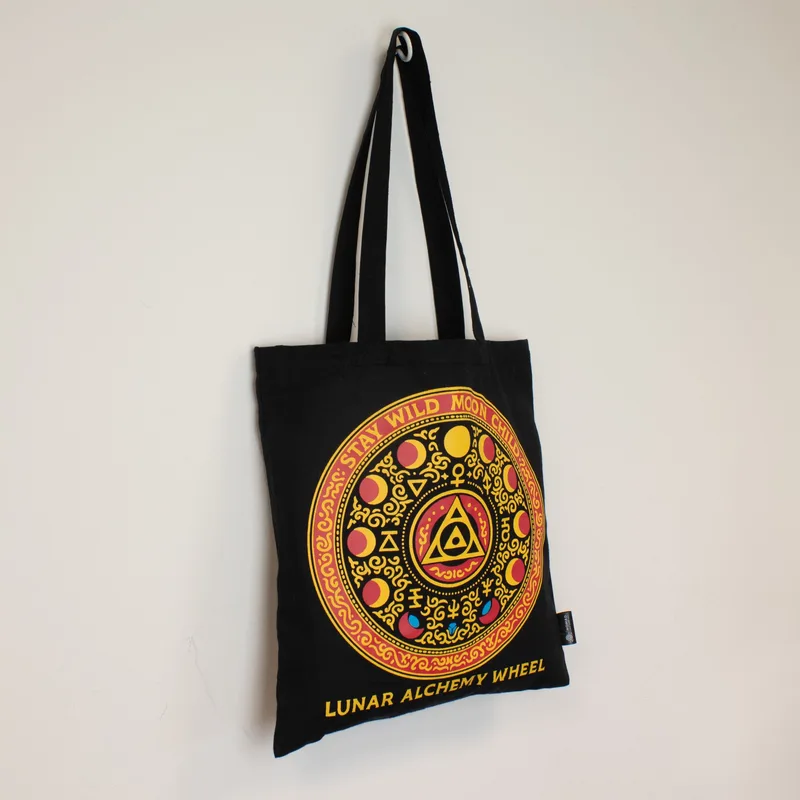 Iconic Classic Tote Bag - Luna Alchemy Wheel - Nero 6oz — foto 2