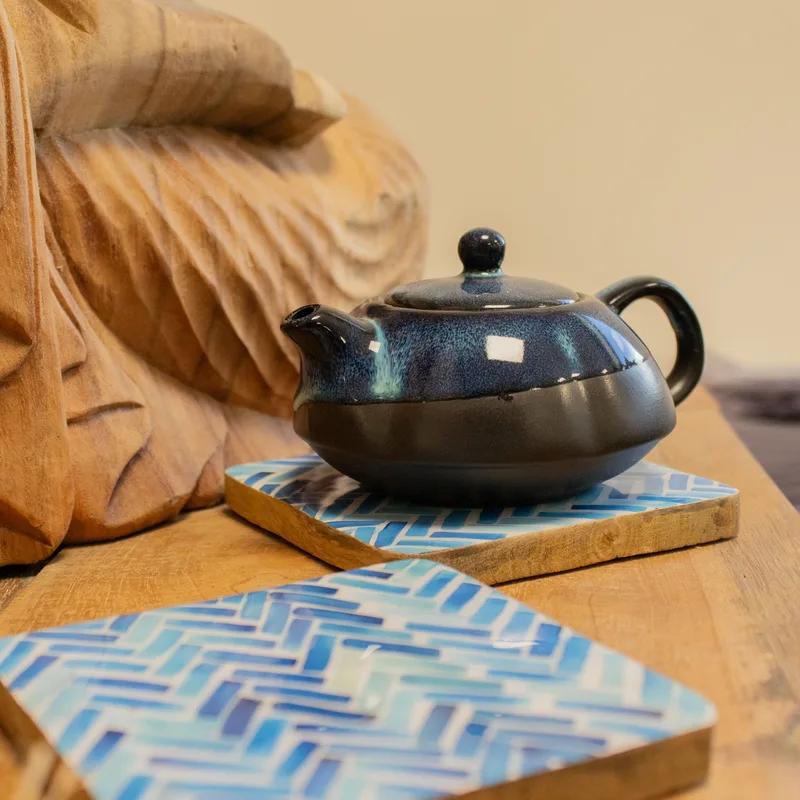 Set di 4 sottobicchieri quadrati - strisce blu — foto 5