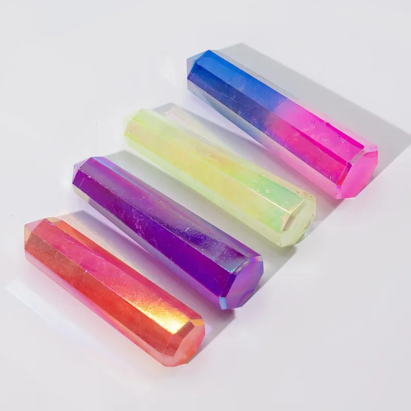 Gemstone Obelisk Point approx 9cm Aurura Crystal Quartz Purple — foto 1
