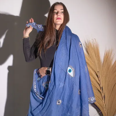 Nomad Sari On the Med Collection Pario Rich Blu & Oro Hand Painted Evil Eye Design — foto 4