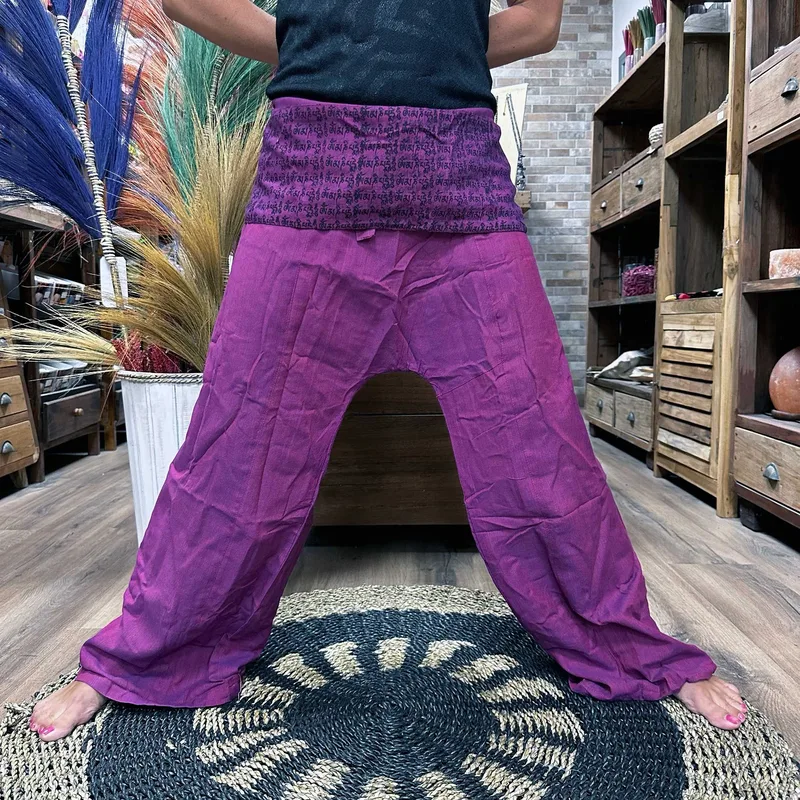Yoga and Festival Pants Thai Fisherman Mandala Mantra on Purple — foto 3