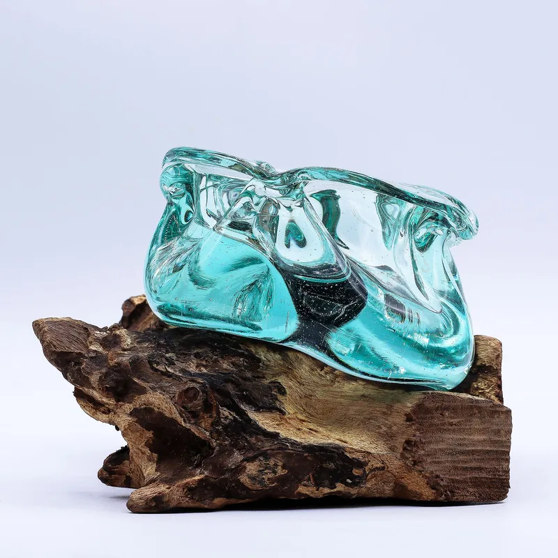 Molten Glass Chunky Ashtray / Candela Porta on Legno 23cm — foto 1