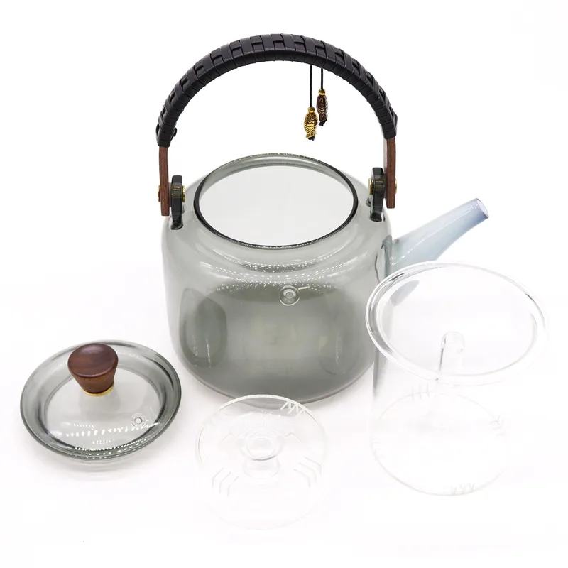 Glass Infuser Teapot With Steamer System Charcoal 1000ml — foto 1