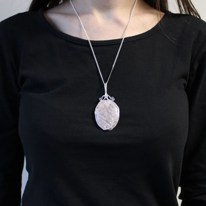 Swirl Wrapped Gemstone Necklace Opalite