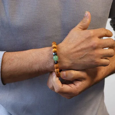 Bracciale in legno di cedro per il chakra sacrale con avventurina — foto 2
