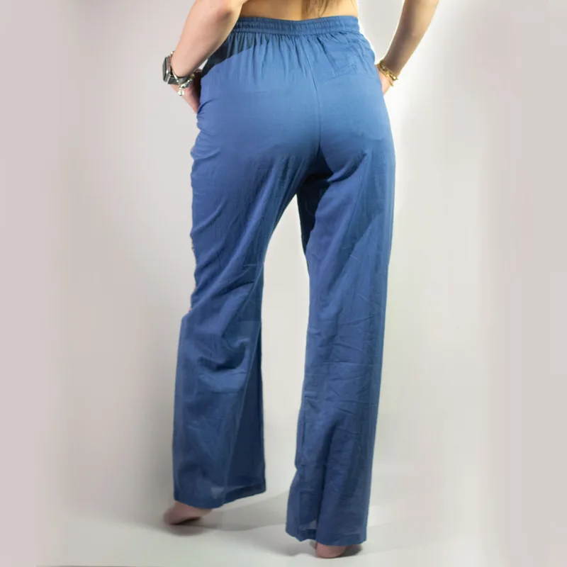 Nomad Sari On the Med Collection Lounge Pants Rich Blu & Oro Hand Painted Evil Eye Design