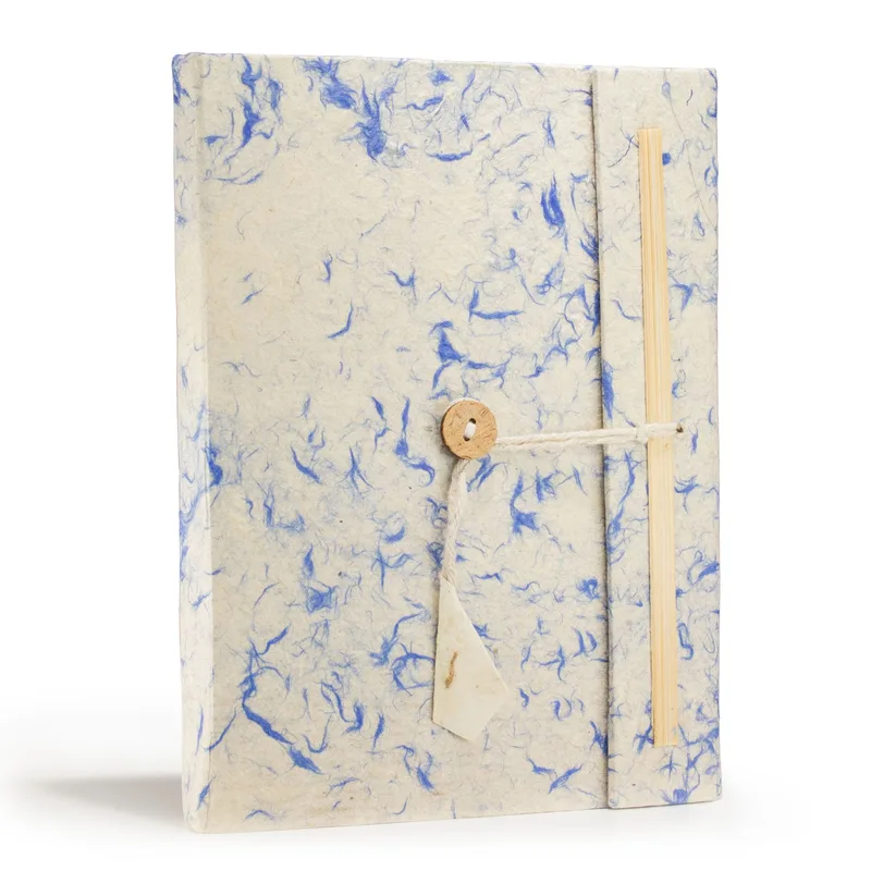 Lrg Lokta Mixed Blu Cotton Notebook 45 leafs inc bookmark