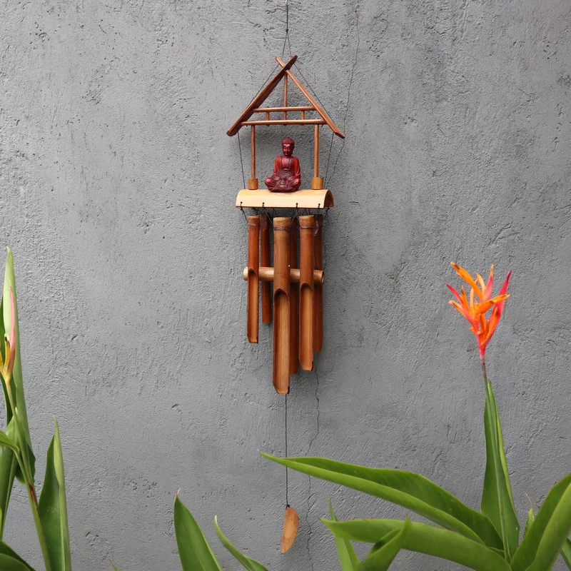 Bamboo Windchime Naturale finish Brown Buddha 6 Tubes