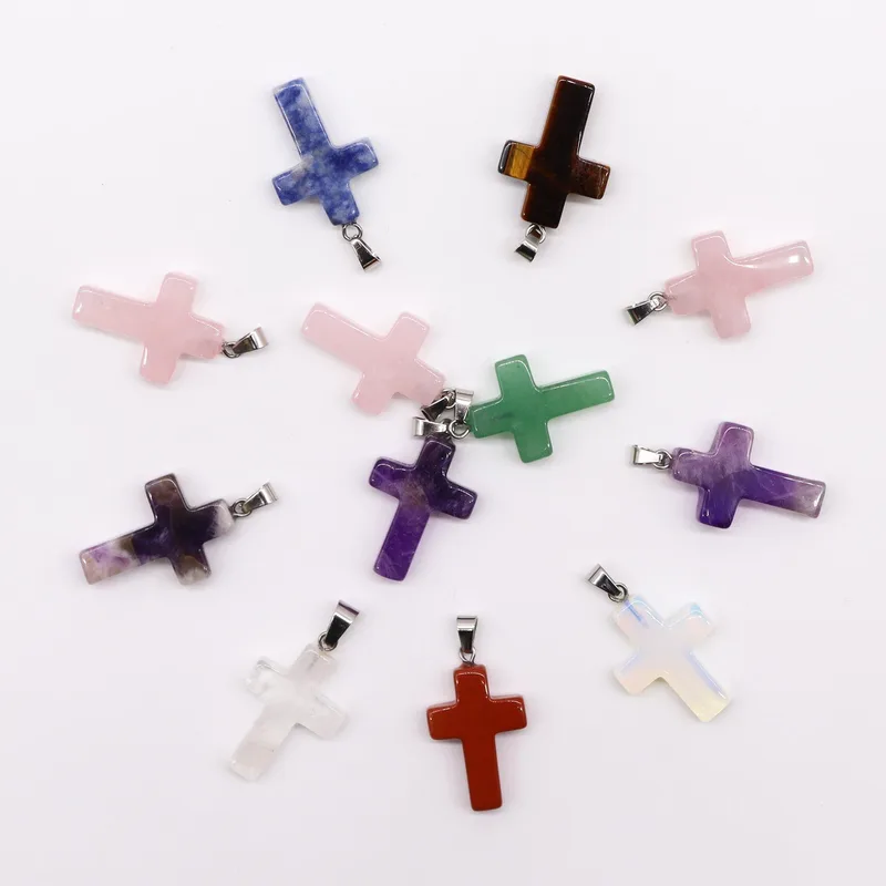 Gemstone Crosses Pendants 25x18mm