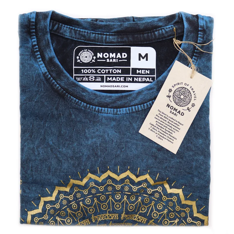 Nomad Sari Stonewashed Cotton T-Shirt Mandala Blu Medium — foto 3
