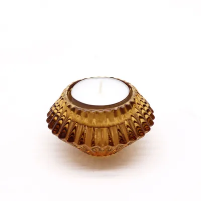 Set of 2 Fiore Flip Dinner Candela / Tealight Porta - Antique Ambra — foto 4