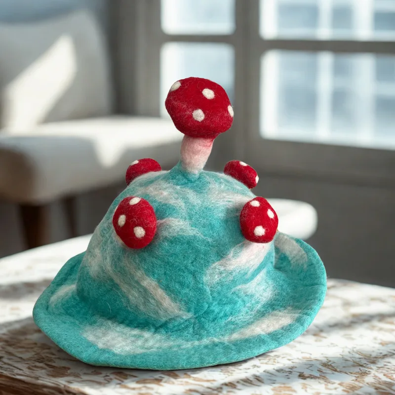 Felted Mushroom Hat Lost in a Sky Blu — foto 2