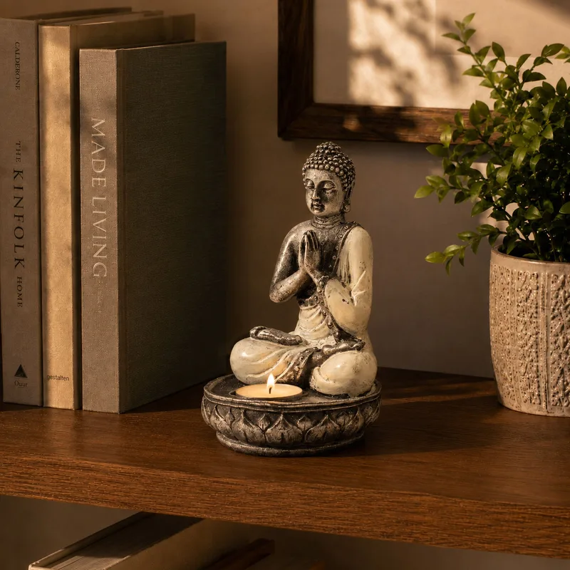 Buddha Candela Porta Bianco Medium — foto 2