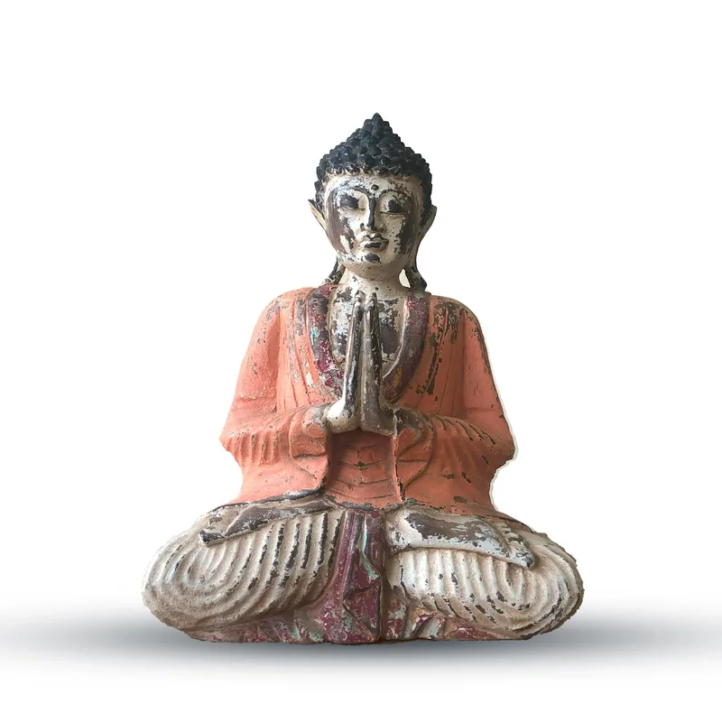 Vintage Arancia Hand Carved Buddha Statue 30cm Welcome